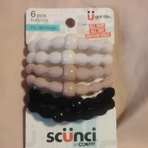 Scunci No Damage Elastic Hair Bands - White, Cream, Black